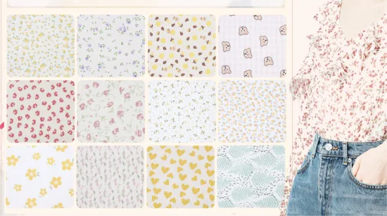 Высококачественная вельветовая ткань из 100% хлопка (200 г/м²) с цветочным принтом для одежды.