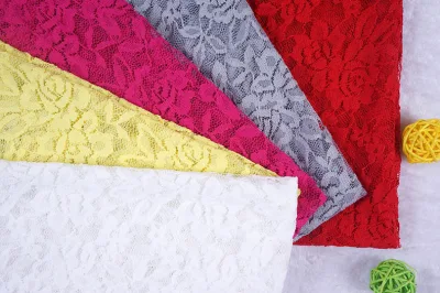 Оптовая торговля вышивка эластичный цветочный узор полиэстер кружевной ткани для одежды